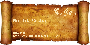 Mendik Csaba névjegykártya
